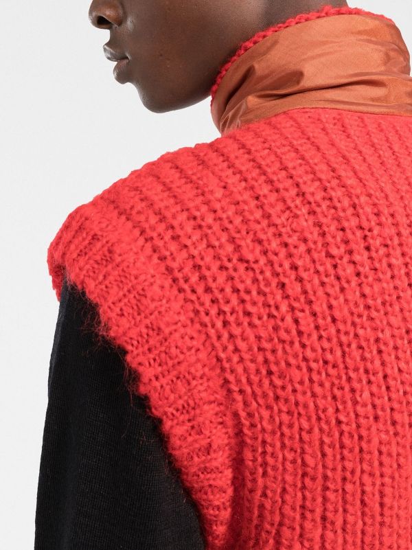 knitted vest red