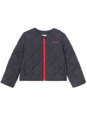 diamond quilted panel check fleece jacquard jacket
