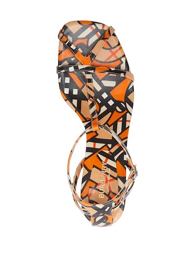 Burberry monogram-print knitten-heel sandals orange | MODES