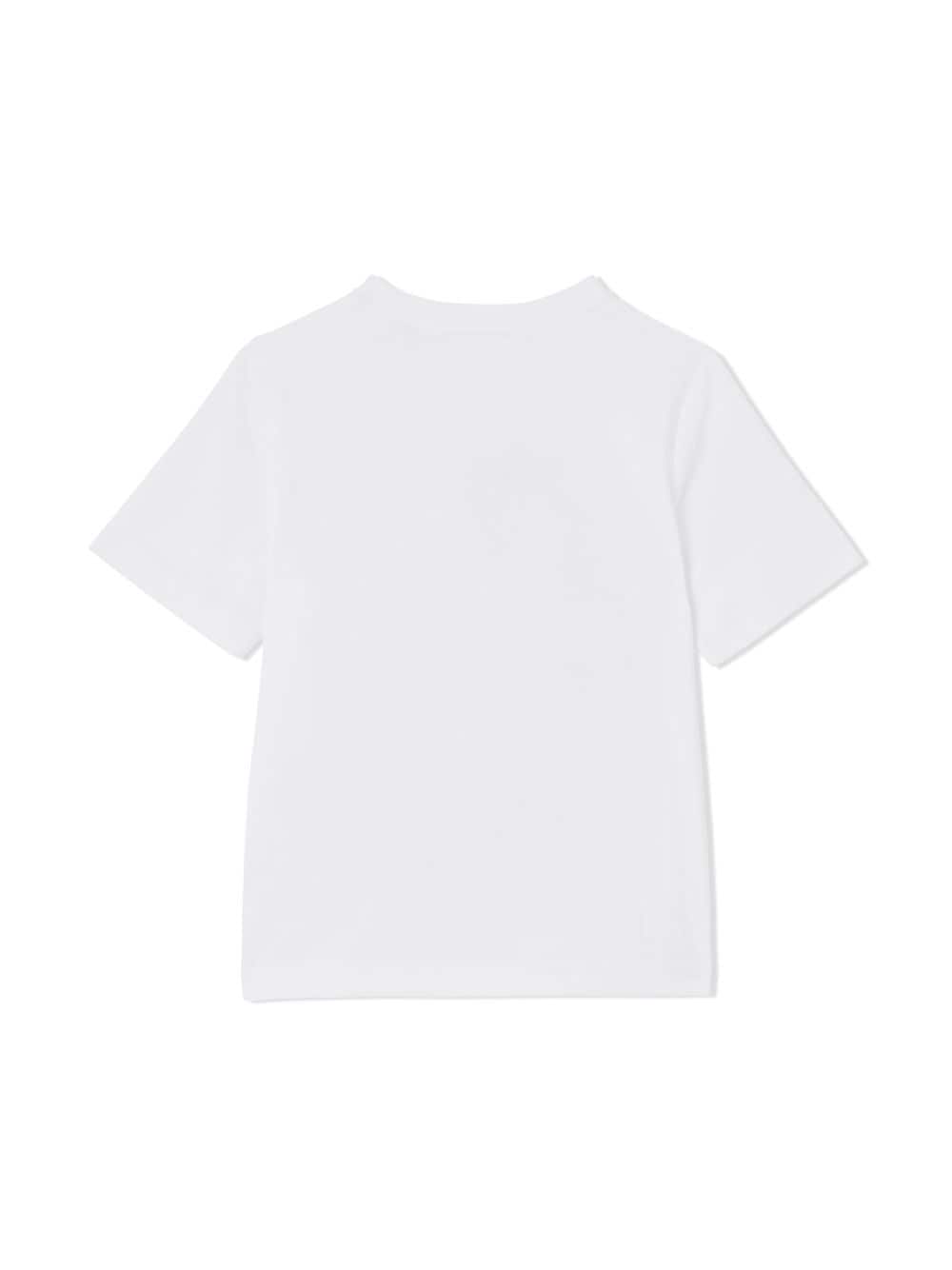 Shop Burberry Montage-print Cotton T-shirt In White