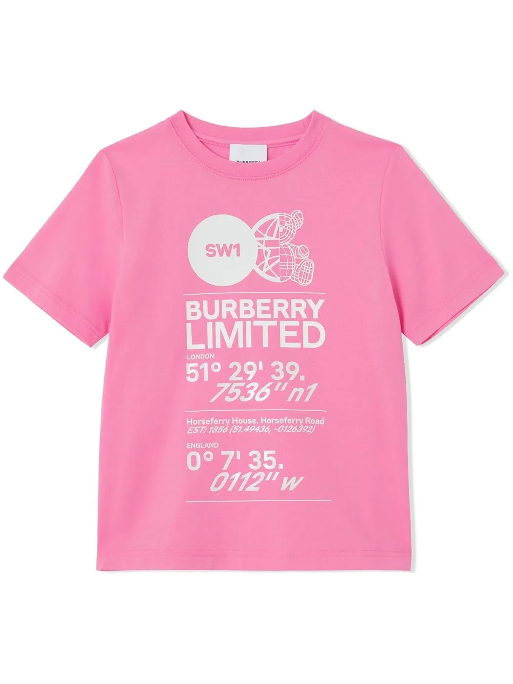 

Burberry Kids playera manga corta con logo estampado - Rosado