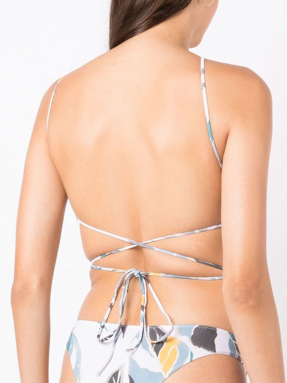 Shop Clube Bossa Leaf-print Halter-neck Bikini-top In Neutrals