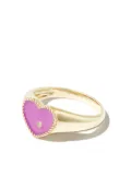 Yvonne Léon 9kt yellow gold enamel diamond heart signet ring