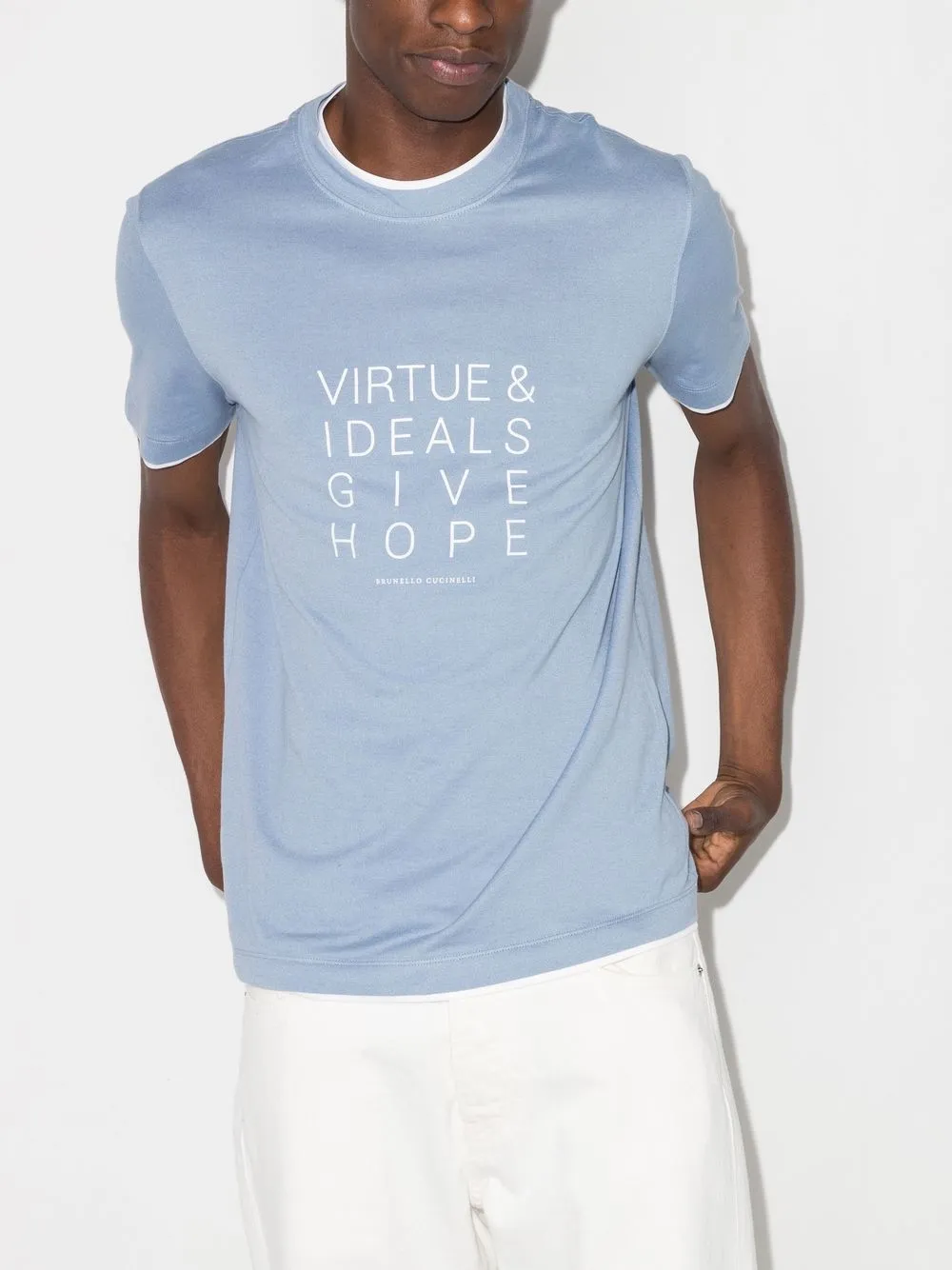 Brunello Cucinelli T-shirt met grafische print - Blauw