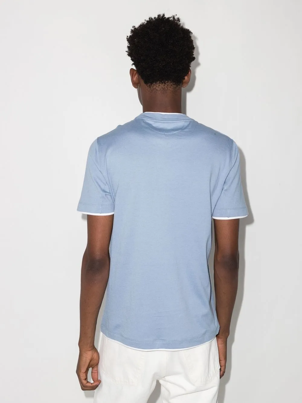 Brunello Cucinelli Slogan-print Round-neck T-shirt In Blau