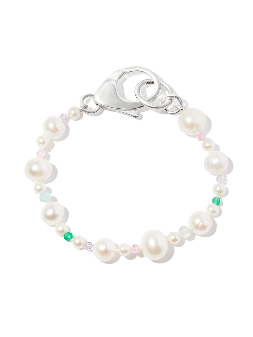 Hatton Labs Pebbles Pearl And Bead Bracelet In Silver