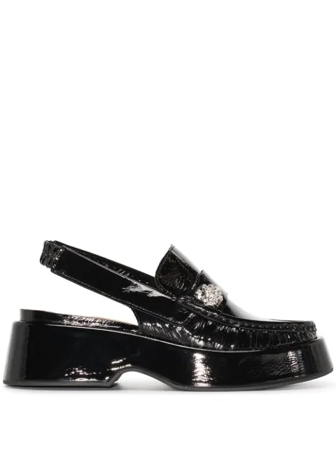 GANNI crystal-embellished slingback loafers