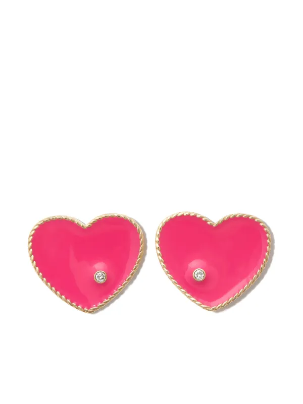 Yvonne Léon 9kt Yellow Gold Enamel and Diamond Earrings