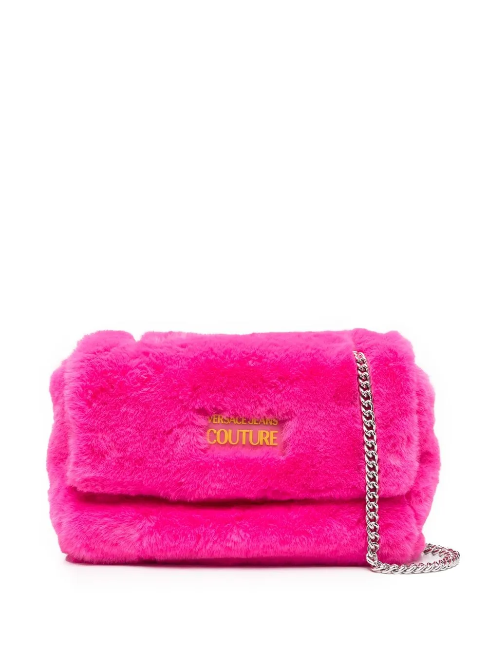 

Versace Jeans Couture logo plaque faux fur crossbody bag - Pink