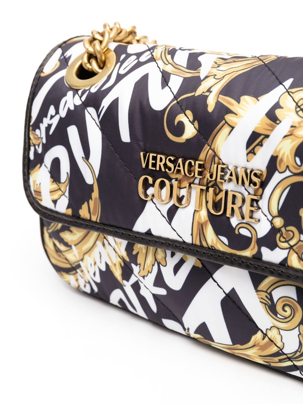 Versace Jeans Couture Baroque Print Crossbody Bag In Black Modesens