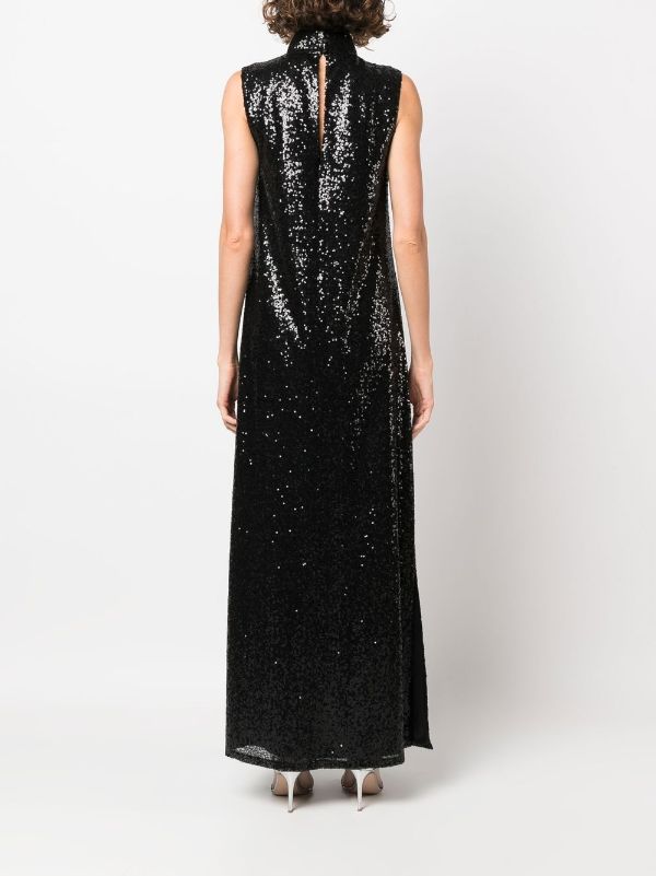 CHANEL Evening Dress Size 36 FR in Black Silk Sequin