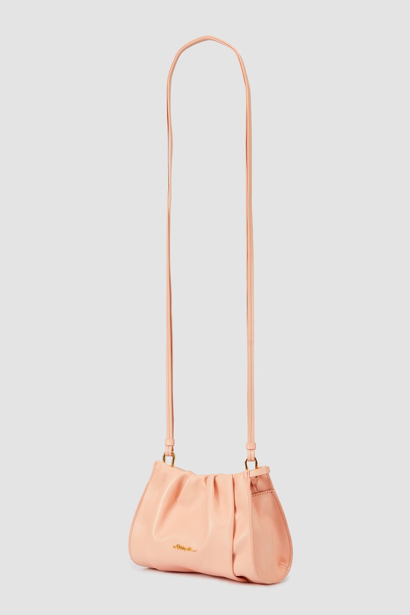 Blossom Mini Crossbody Bag-pink #0 Blossom Mini Crossbody Bag, Blossom mini crossbody bag from 3.1 PHILLIP LIM featuring rose pink, lambskin, polished finish, ruched detailing, gold-tone logo plaque, concealed magnetic fastening, main compartment, internal card slots and single shoulder strap.- 4