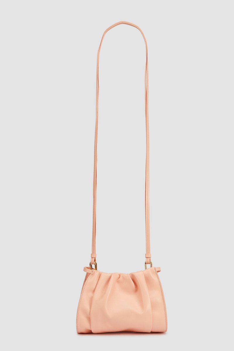 Blossom Mini Crossbody Bag-pink #0 Blossom Mini Crossbody Bag, Blossom mini crossbody bag from 3.1 PHILLIP LIM featuring rose pink, lambskin, polished finish, ruched detailing, gold-tone logo plaque, concealed magnetic fastening, main compartment, internal card slots and single shoulder strap.- 6