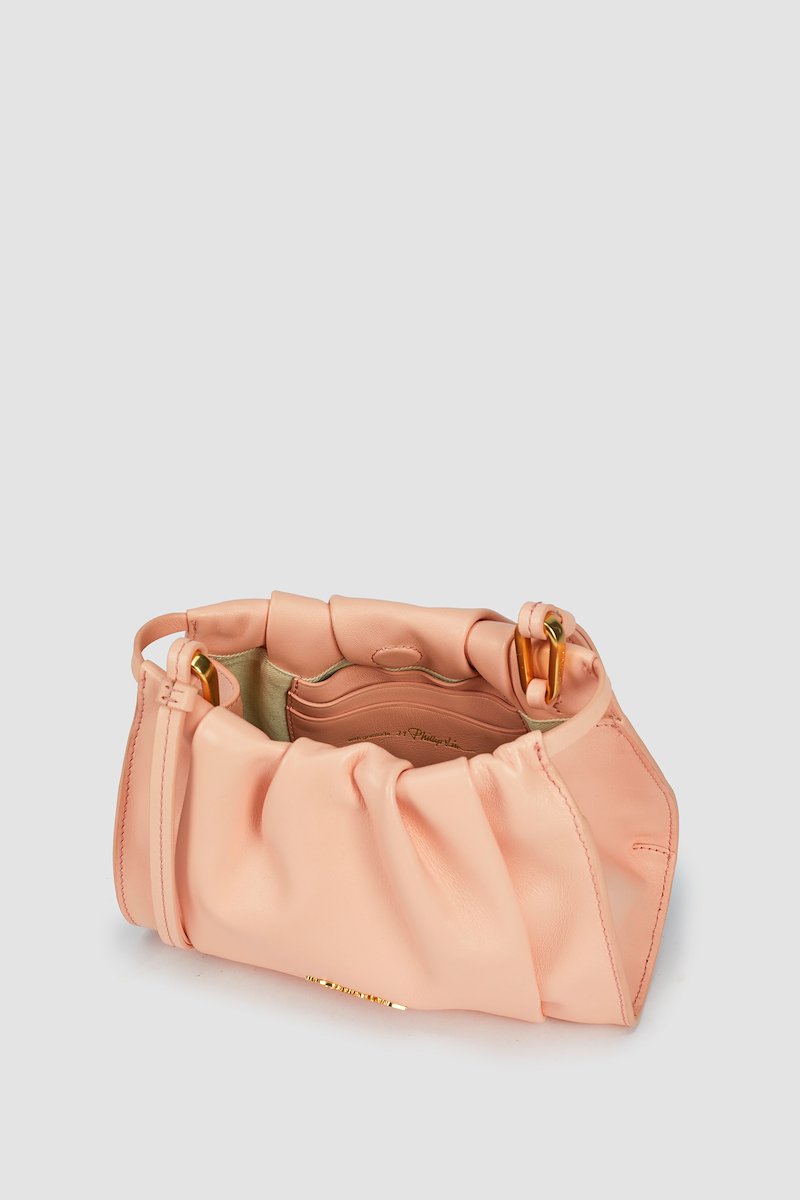 Blossom Mini Crossbody Bag-pink #1 Blossom Mini Crossbody Bag, Blossom mini crossbody bag from 3.1 PHILLIP LIM featuring rose pink, lambskin, polished finish, ruched detailing, gold-tone logo plaque, concealed magnetic fastening, main compartment, internal card slots and single shoulder strap.- 7
