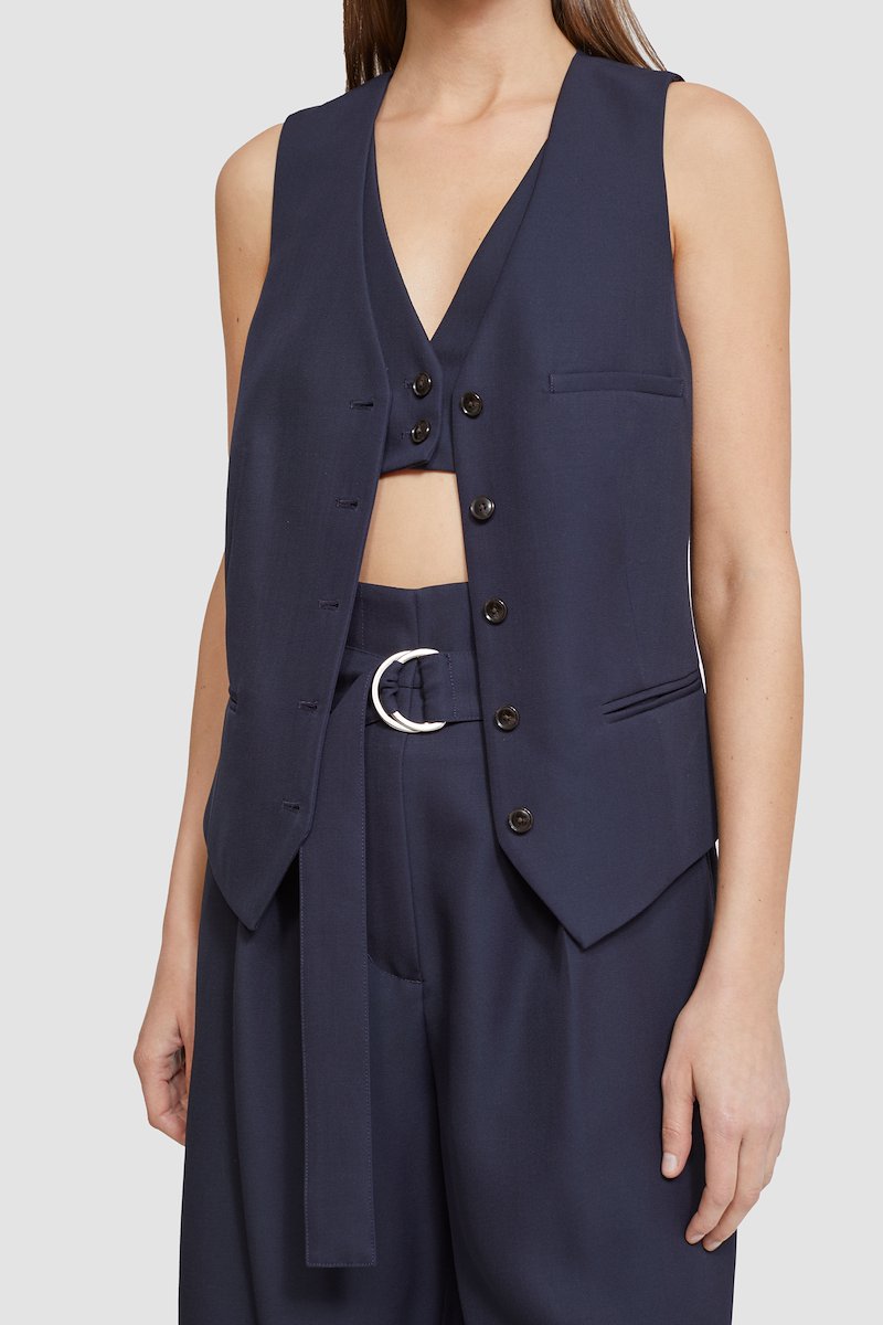 Tailored Vest With Set-In Bra-blue #0 Tailored Vest With Set-In Bra, null- 4