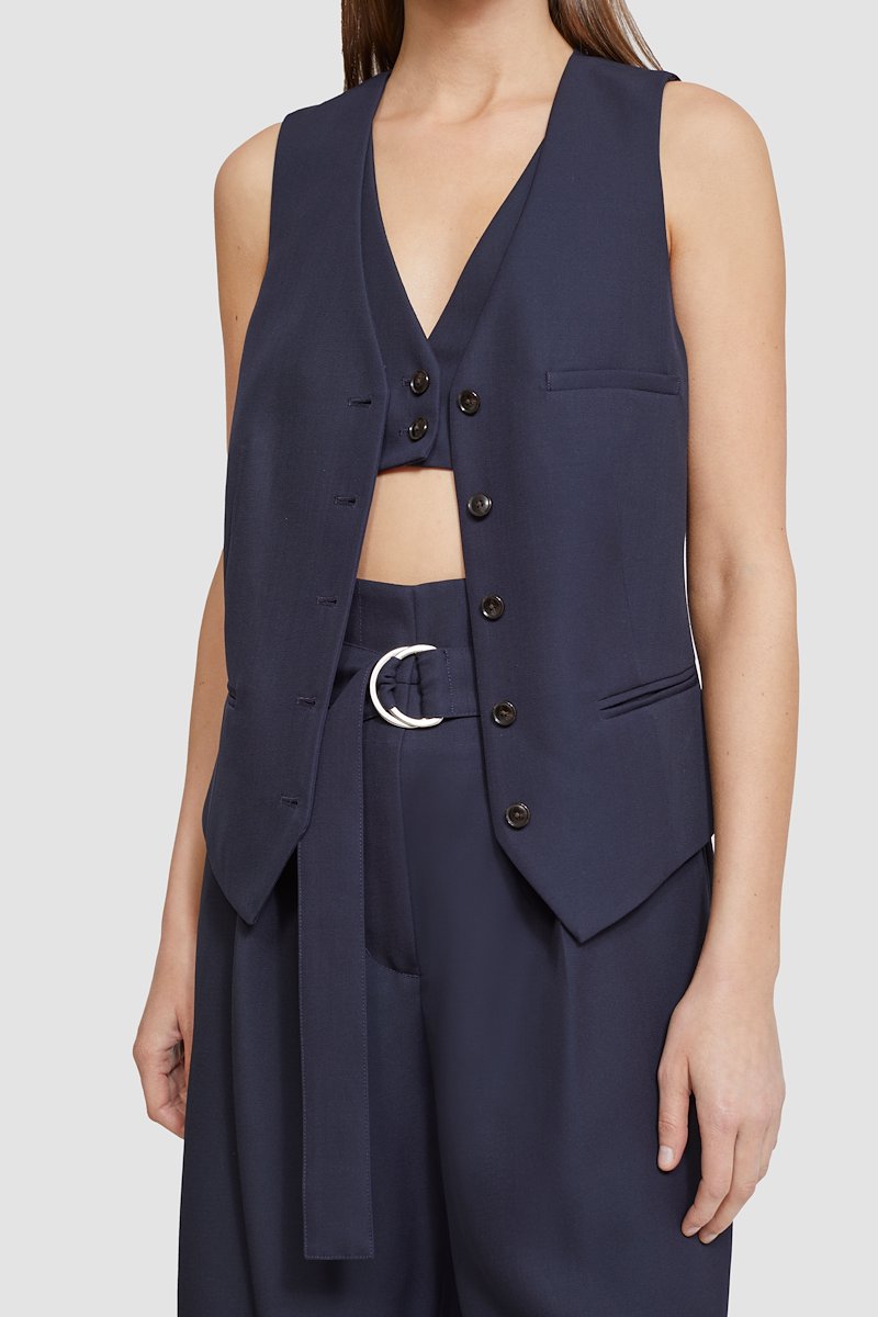Tailored Vest With Set-In Bra-blue #1 Tailored Vest With Set-In Bra, null- 1