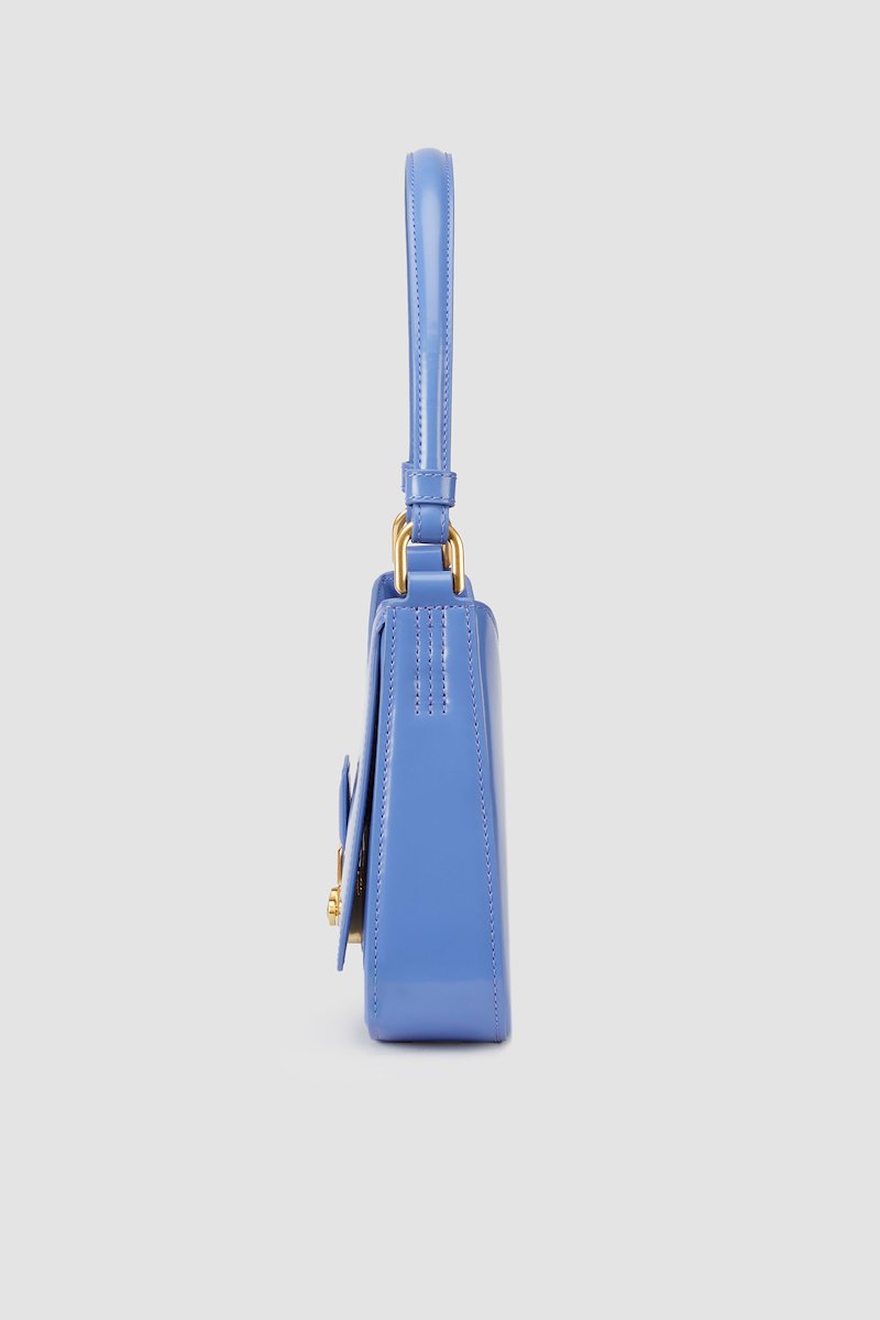 Pashli Shoulder Bag-blue #0 Pashli Shoulder Bag, aqua blue calf leather engraved logo decorative buckle detail top zip fastening main compartment internal card slots single shoulder strap- 2