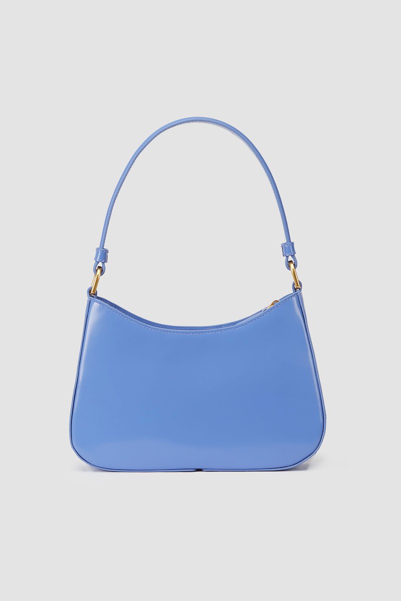 Pashli Shoulder Bag-blue #1 Pashli Shoulder Bag, aqua blue calf leather engraved logo decorative buckle detail top zip fastening main compartment internal card slots single shoulder strap- 3