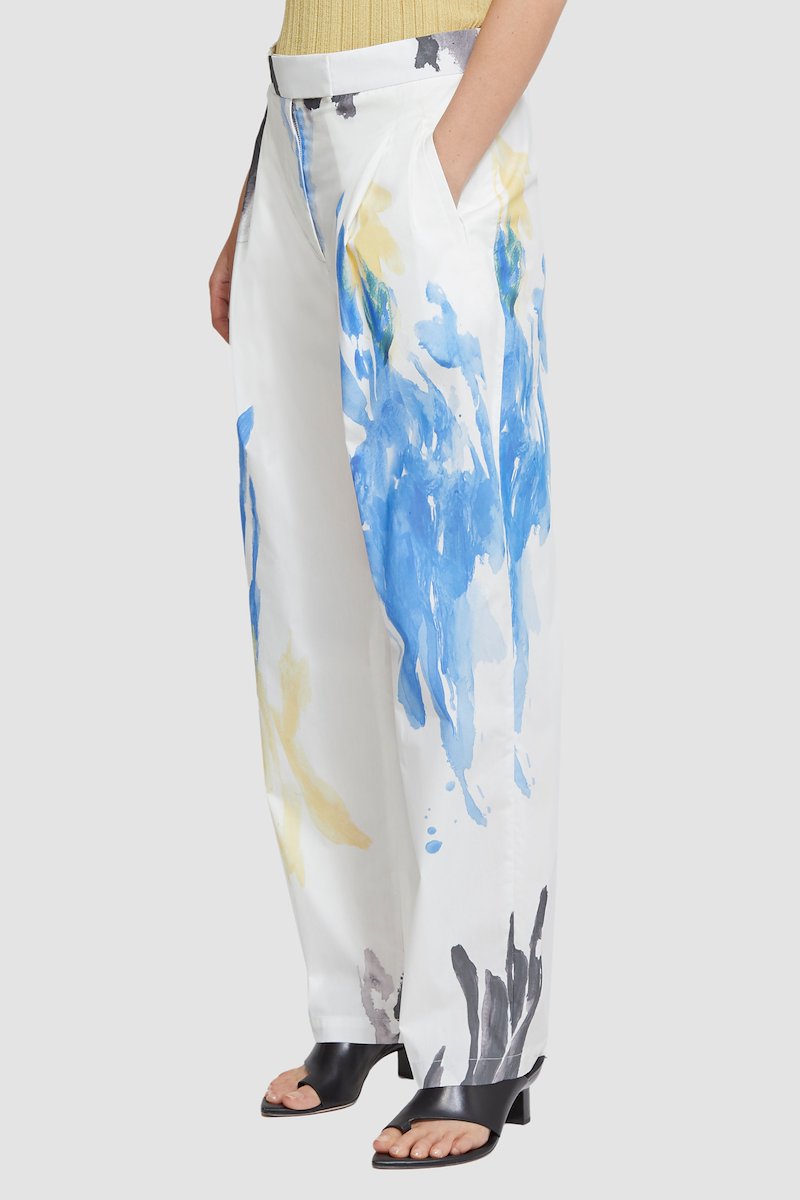 Printed Poplin Tapered Trouser-white #1 Printed Poplin Tapered Trouser, null- 5