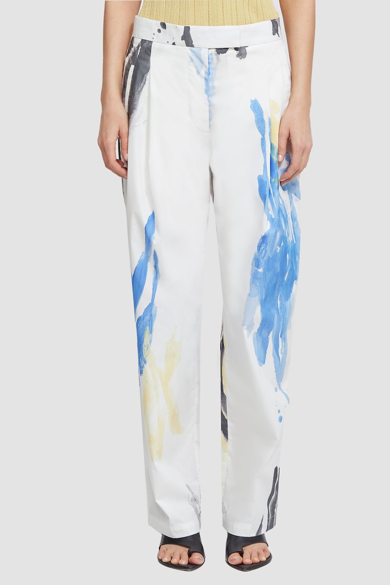 Printed Poplin Tapered Trouser-white #0 Printed Poplin Tapered Trouser, null- 4