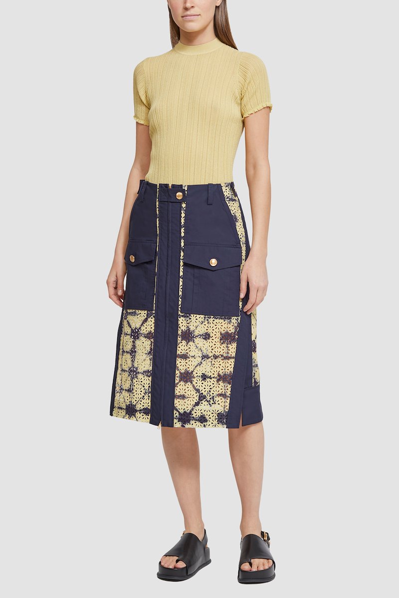 Printed Broderie Anglaise Utility Skirt, null- 1