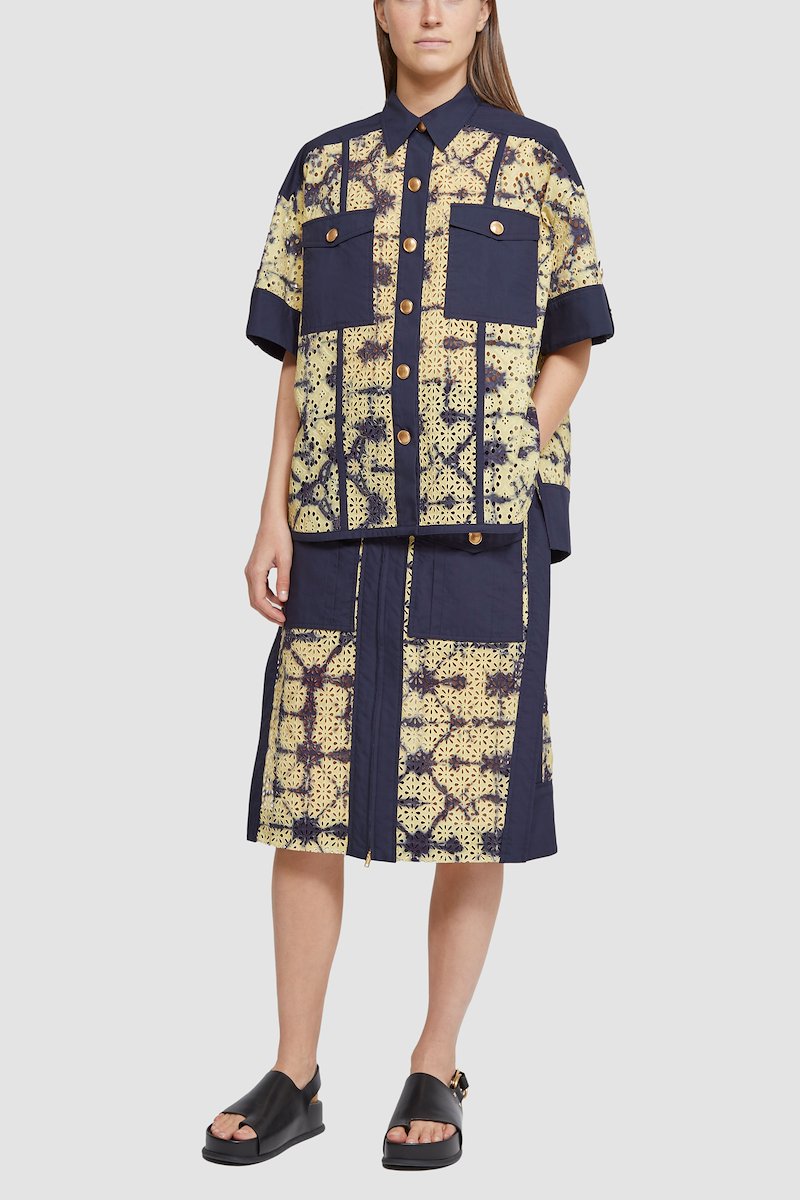 Printed Broderie Anglaise Utility Skirt-blue #0 Printed Broderie Anglaise Utility Skirt, null- 0