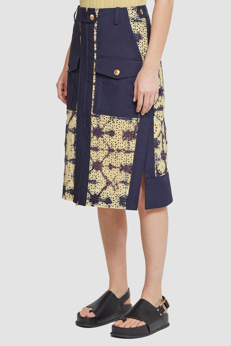 Printed Broderie Anglaise Utility Skirt-blue #1 Printed Broderie Anglaise Utility Skirt, null- 3