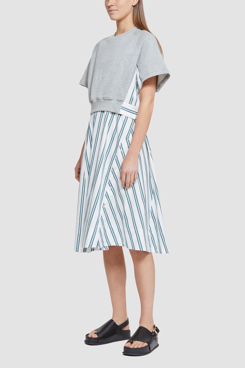 Short Sleeve French Terry Combo Dress-grey #0 Short Sleeve French Terry Combo Dress, null- 2