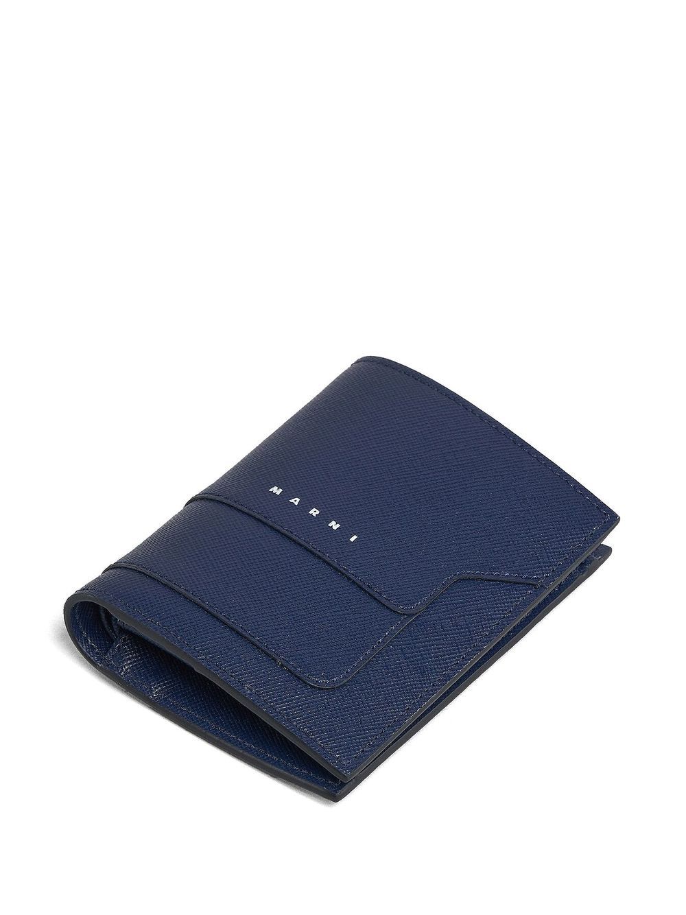 Shop Marni Logo-print Leather Wallet In Blau