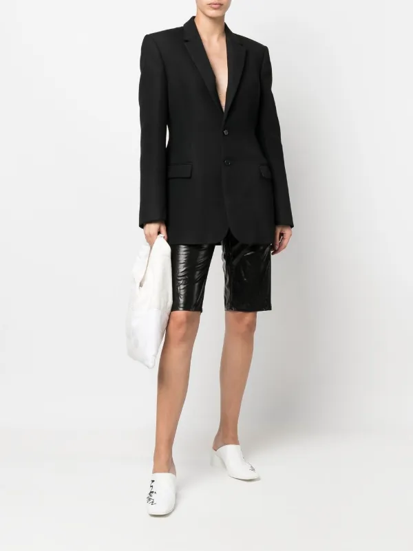 MM6 Maison Margiela Laminated Straight Denim Shorts | Black