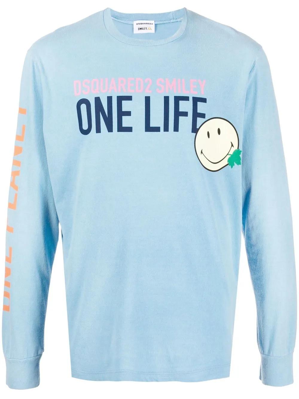 

Dsquared2 top manga larga con logo estampado - Azul