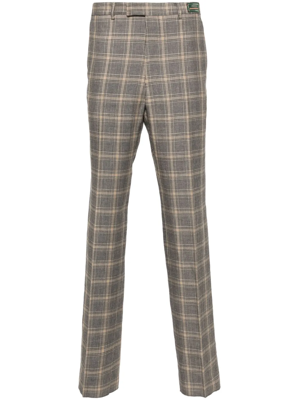 Gucci logo-patch check-pattern trousers | Grey | Image 1