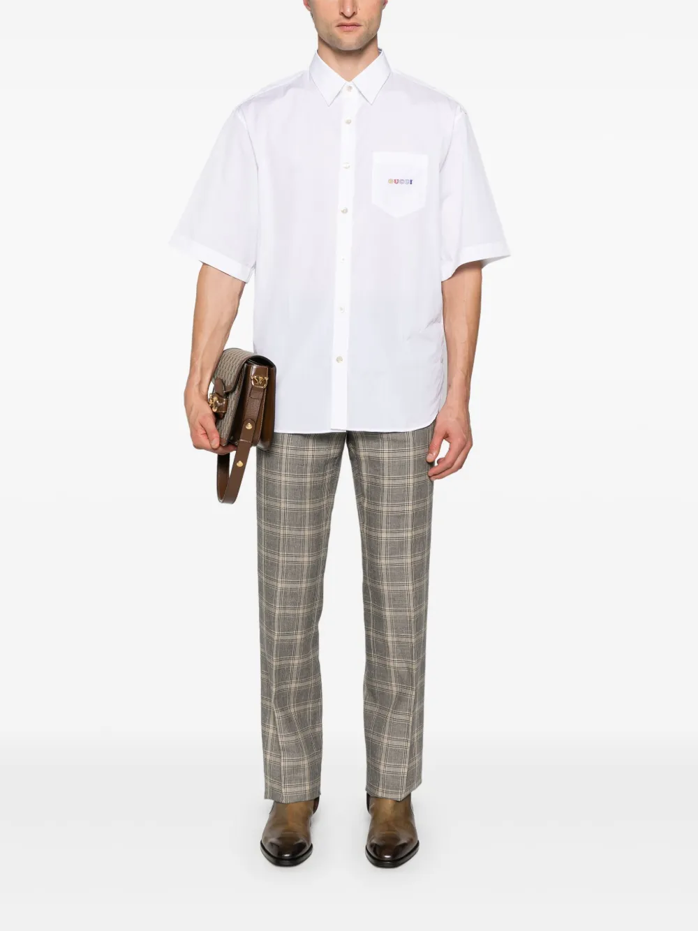 Gucci logo-patch check-pattern trousers | Tailored Trousers | Image 2