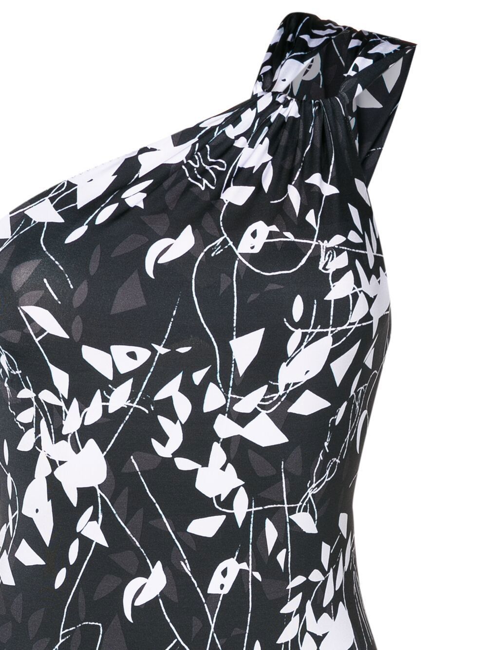 Shop Clube Bossa Asymmetric Graphic-print Swimsuit In Black