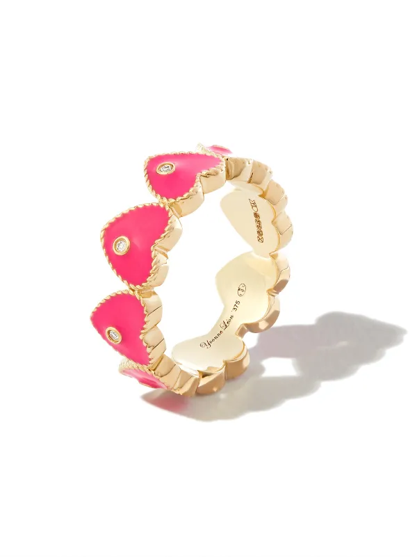 Yvonne Léon Heart ダイヤモンド シグネットリング 9Kイエローゴールド 