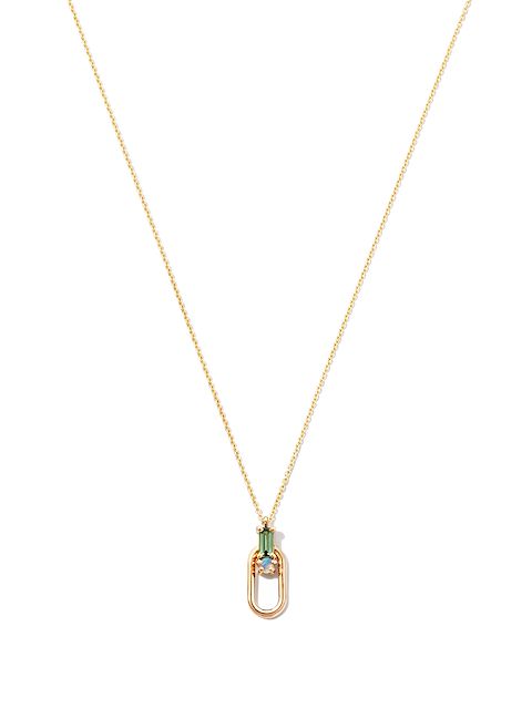 WWAKE 14kt Door Knocker Gelbgoldhalskette mit Turmalin