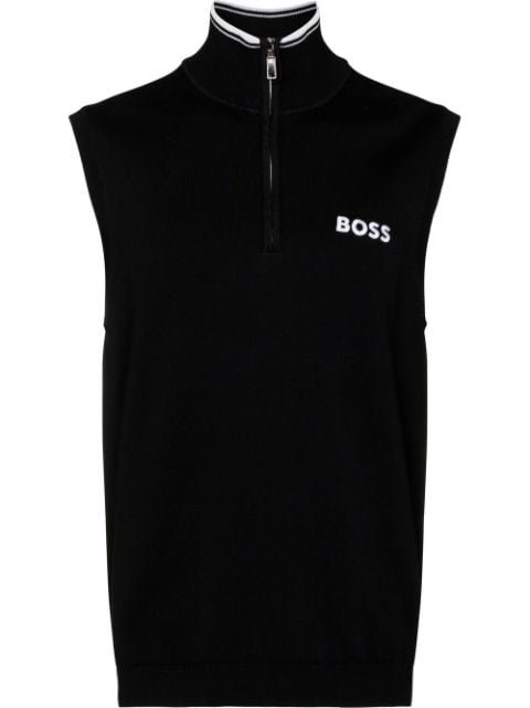 BOSS logo-embroidered sleeveless jumper