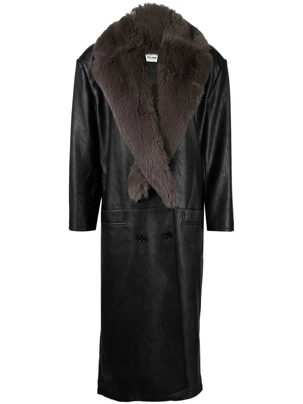 

Still Here faux-fur trim coat - Black