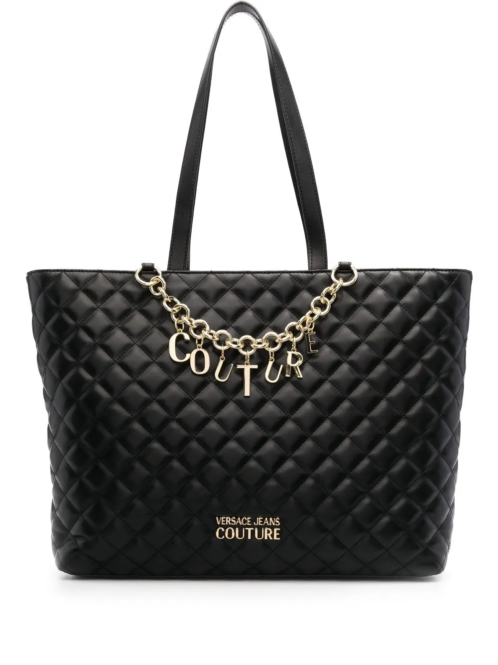 

Versace Jeans Couture logo-chain quilted tote bag - Black