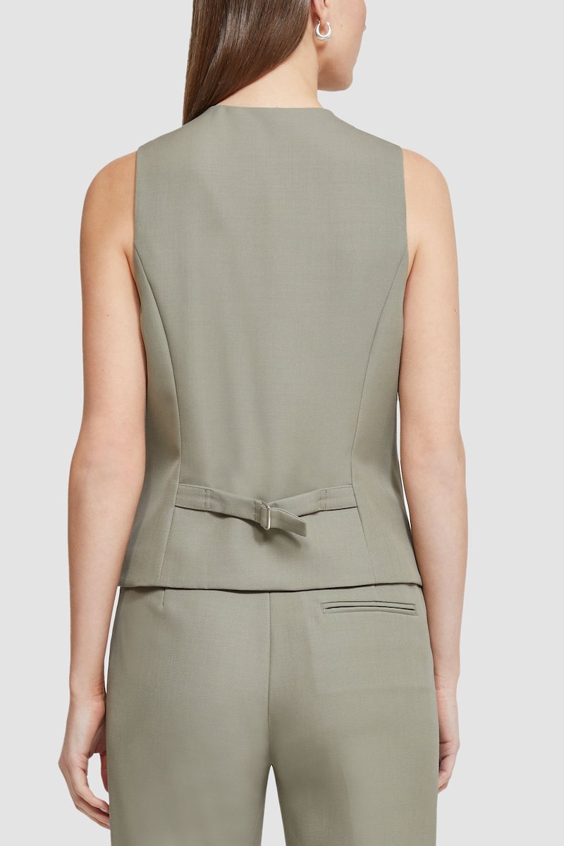 Tailored Vest With Set-In Bra-grey #1 Tailored Vest With Set-In Bra, tailored V-neck vest from 3.1 PHILLIP LIM featuring grey, wool, V-neck, front button fastening, sleeveless, side welt pocket, two side welt pockets and adjustable strap to the rear.- 3