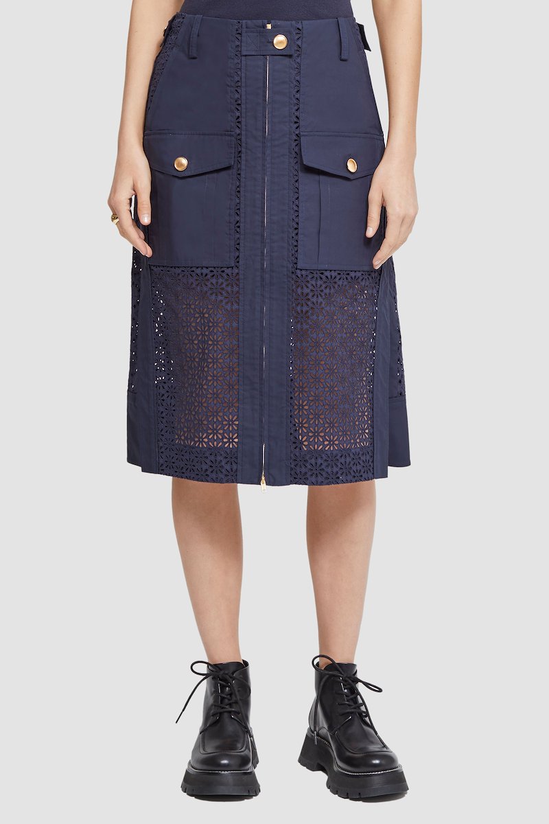 Broderie Anglaise Utility Skirt-blue #1 Broderie Anglaise Utility Skirt, null- 1