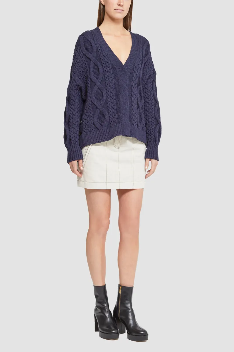 3.1 Phillip Lim Cable-Knit Wool-Blend Cardigan - Midnight