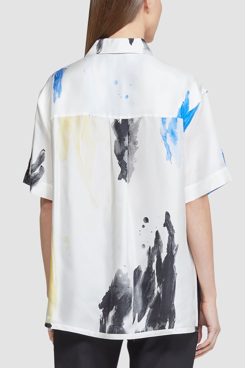 Short Sleeve Printed Silk Twill Camp Shirt-white #1 Short Sleeve Printed Silk Twill Camp Shirt, null- 3