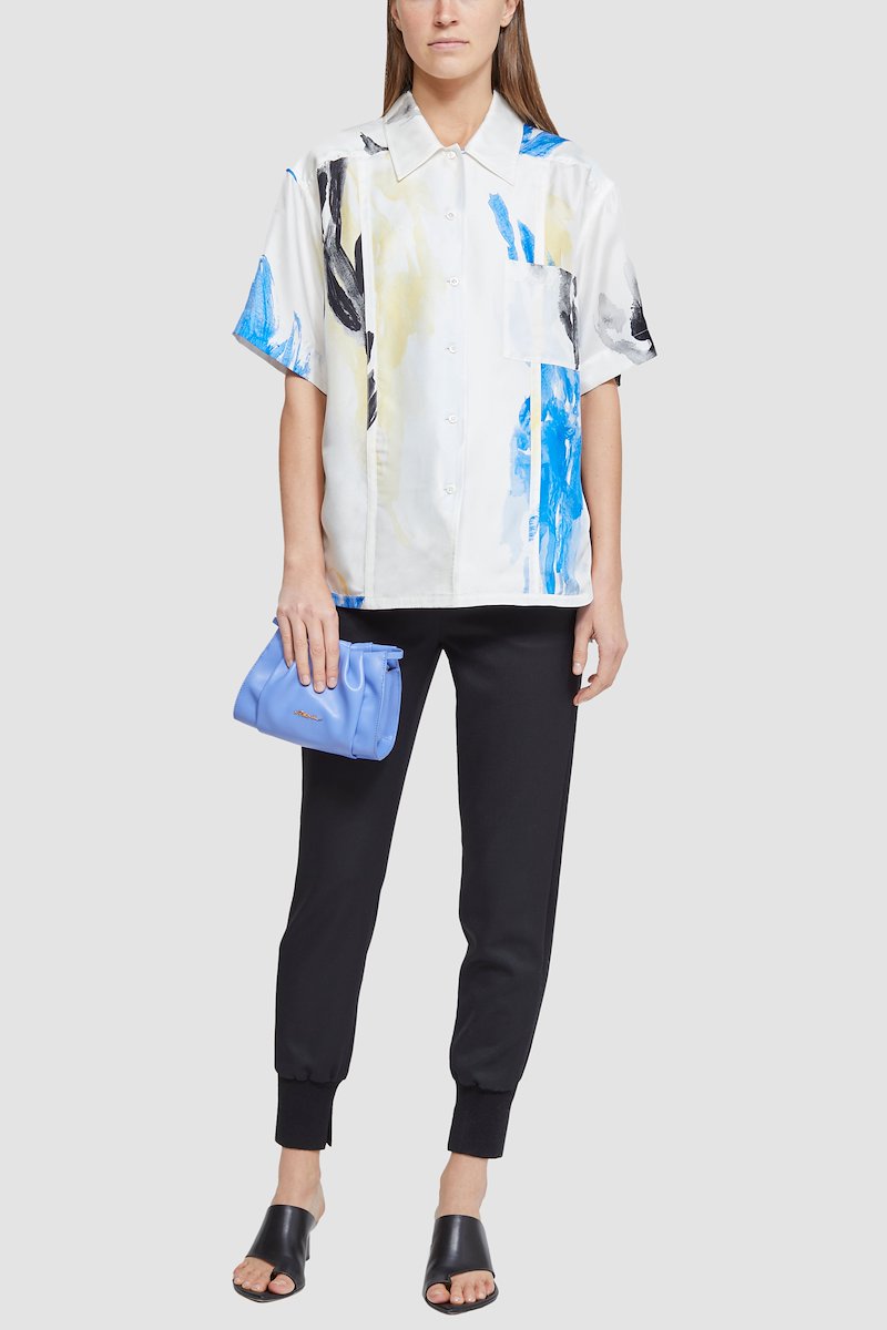 Short Sleeve Printed Silk Twill Camp Shirt-white #0 Short Sleeve Printed Silk Twill Camp Shirt, null- 0