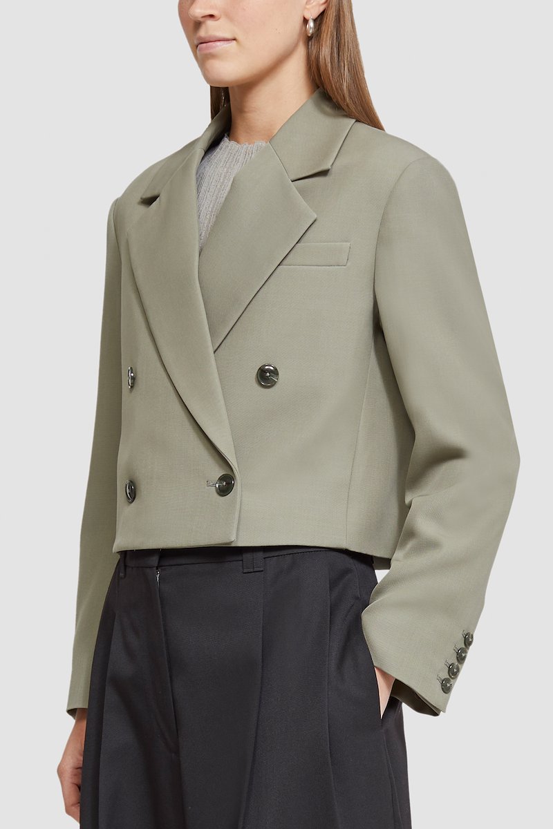 Tailored Cropped Jacket-thyme #0 Tailored Cropped Jacket, null- 2