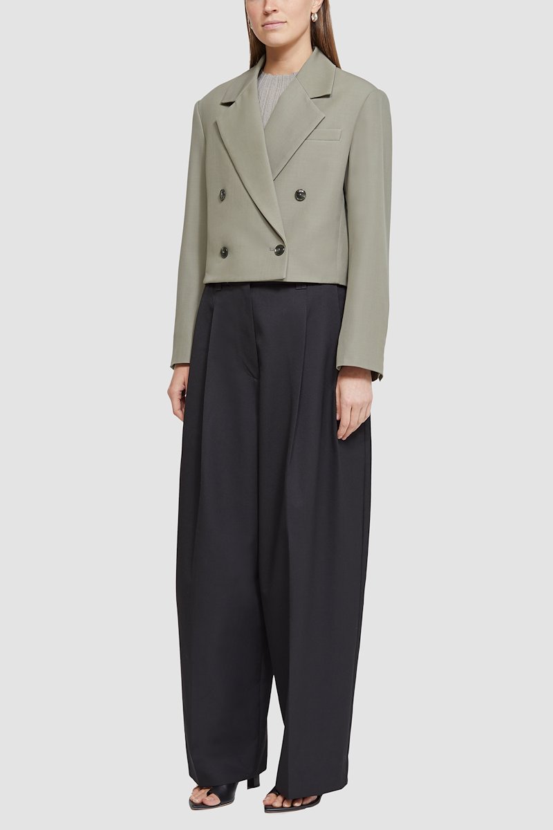 Tailored Cropped Jacket-thyme #0 Tailored Cropped Jacket, null- 0