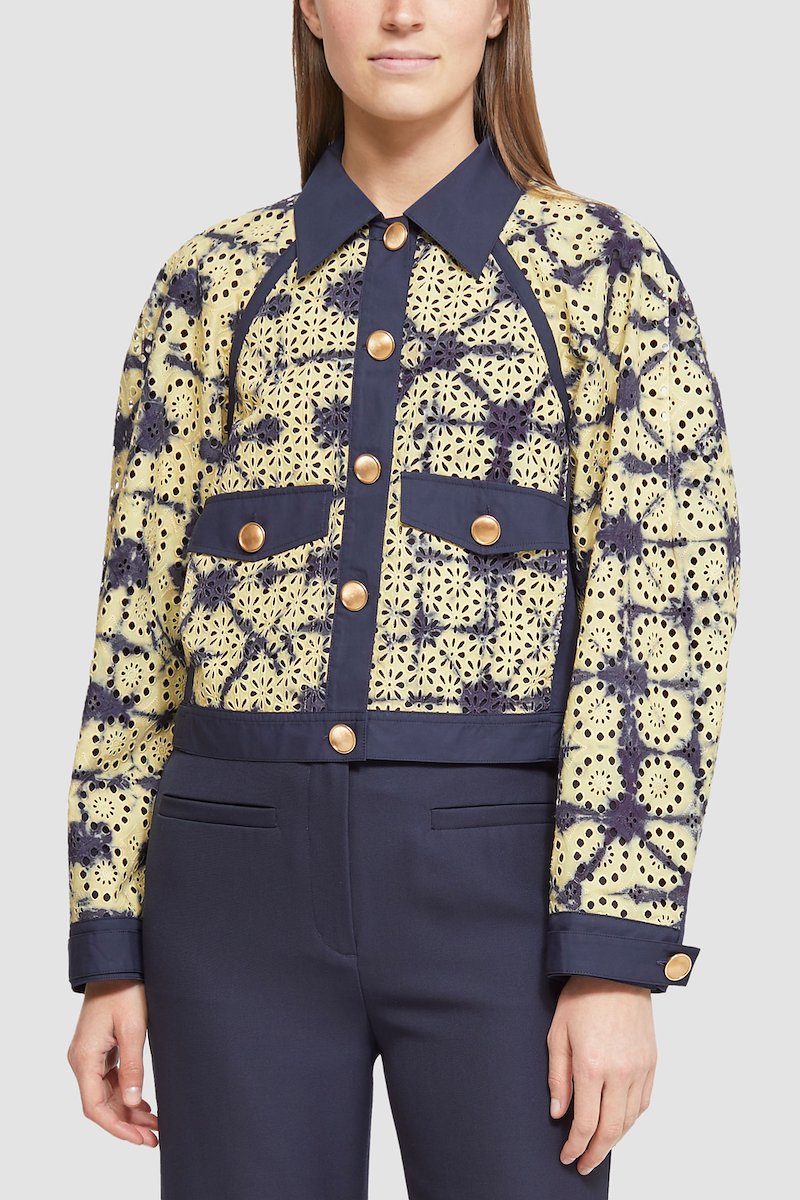 Printed Broderie Anglaise Moto Jacket-blue #1 Printed Broderie Anglaise Moto Jacket, null- 3