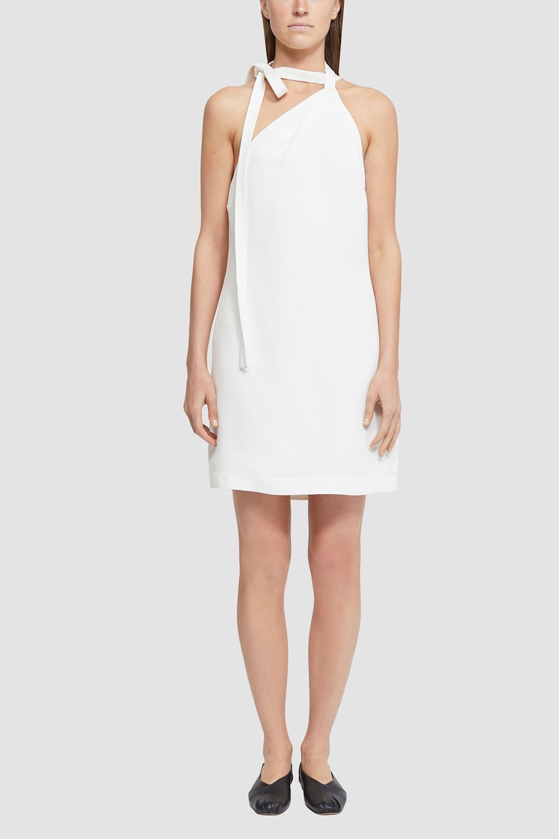 Asymmetric Dress With Neck Ties-white #1 Asymmetric Dress With Neck Ties, null- 1