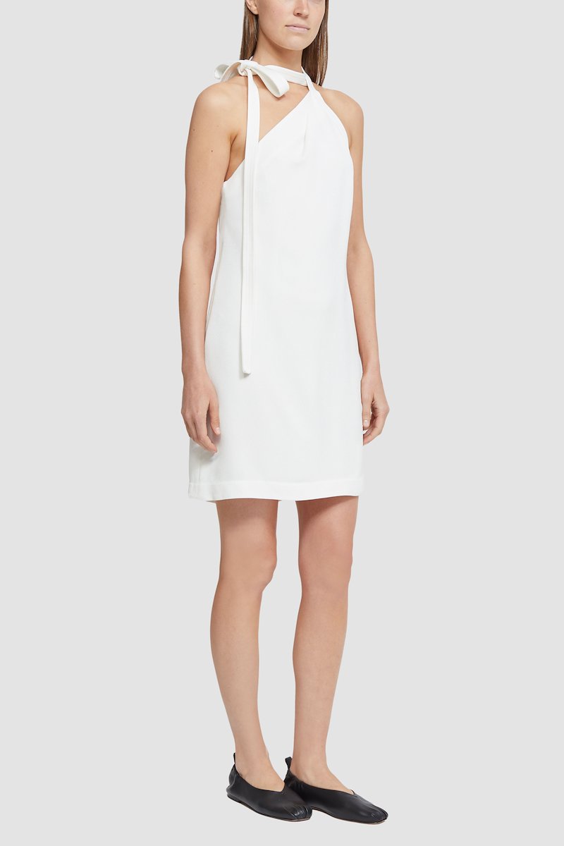 Asymmetric Dress With Neck Ties-white #0 Asymmetric Dress With Neck Ties, null- 4