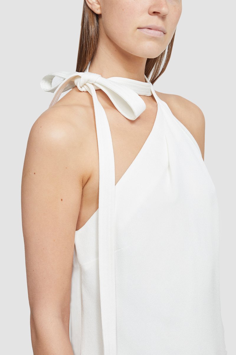 Asymmetric Dress With Neck Ties-white #1 Asymmetric Dress With Neck Ties, null- 5